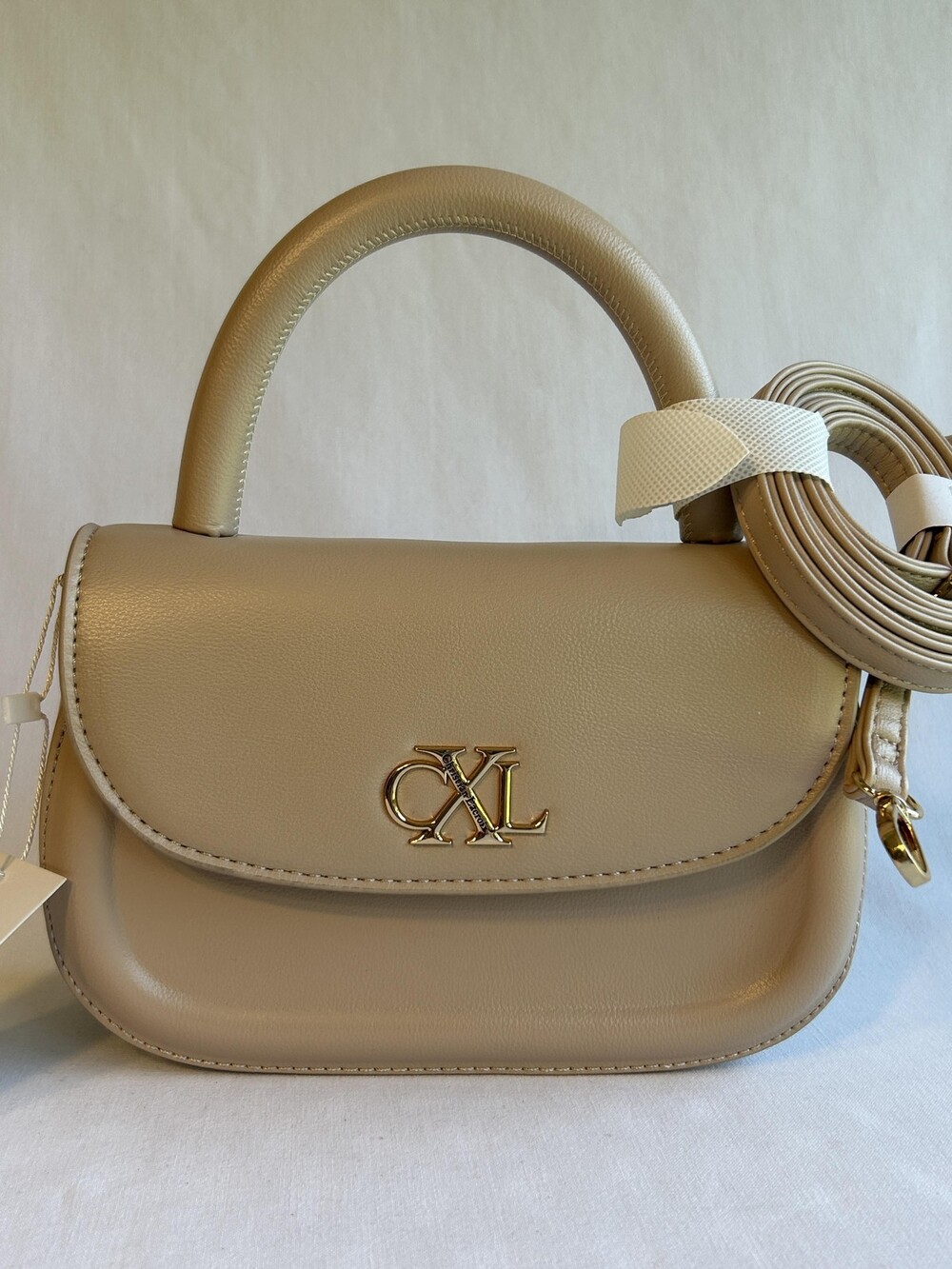CXL Christian Lacroix Crossbody Top Handle Bag Womens Latte Faux Leather Purse